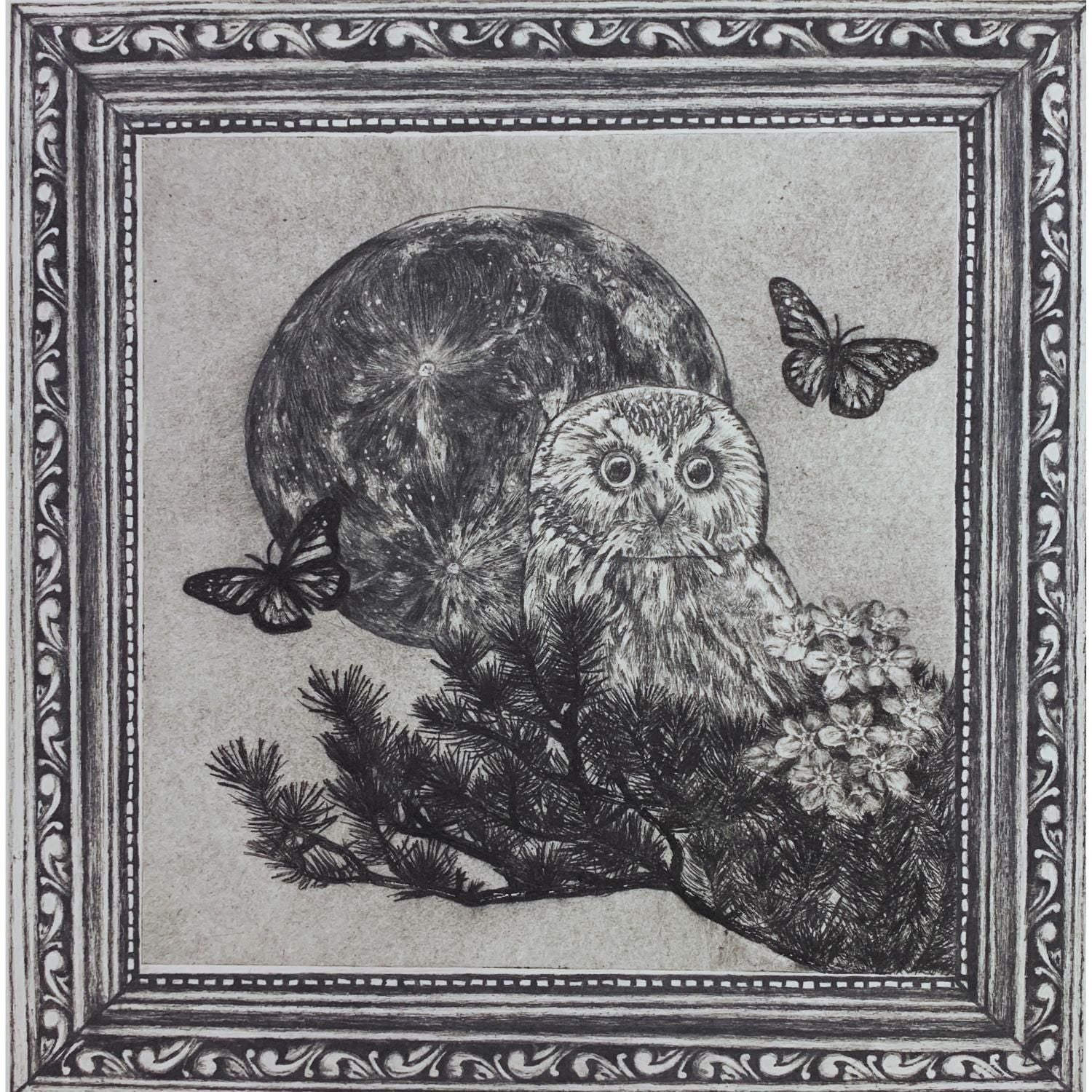 In The… (Owl) | Original Print by Tsubaki Scythe